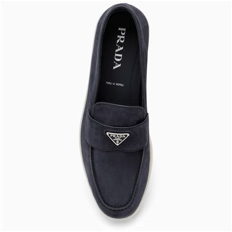 blue loafers prada|prada blue suede loafers.